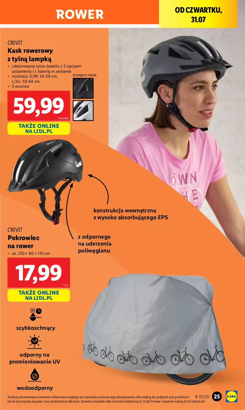 Gazetka promocyjna Lidl - GAZETKA - ważna 28.07 do 02.08.2025 - strona 25 - produkty: Kask, Pokrowiec, Por, Rower, Sok