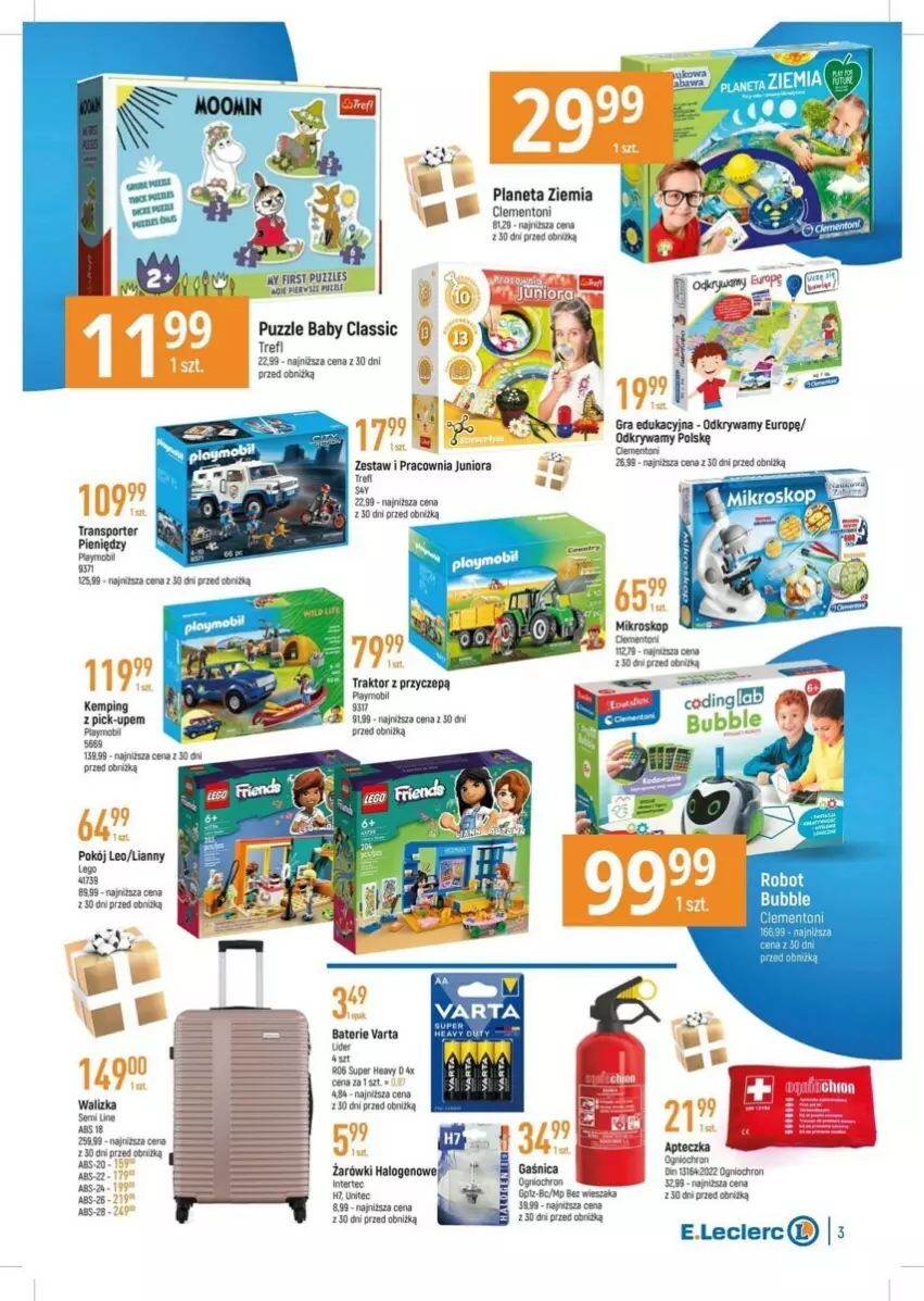 Gazetka promocyjna E Leclerc - ważna 10.10 do 21.10.2023 - strona 7 - produkty: Gaśnica, Gra, Halo, LEGO, Mikroskop, Mobil, Playmobil, Por, Puzzle, Sport, Traktor, Tran, Varta, Walizka, Wieszak