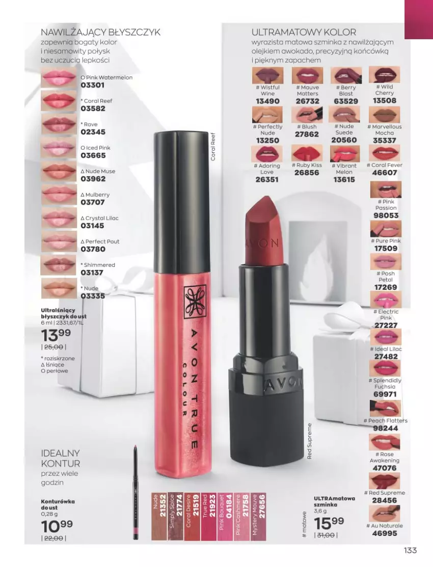 Gazetka promocyjna Avon - Katalog Avon 11/2021 kampania listopad - ważna 01.11 do 30.11.2021 - strona 129 - produkty: Inka, Konturówka do ust, Melon, Mus, Olej, Pur, Rama, Szminka