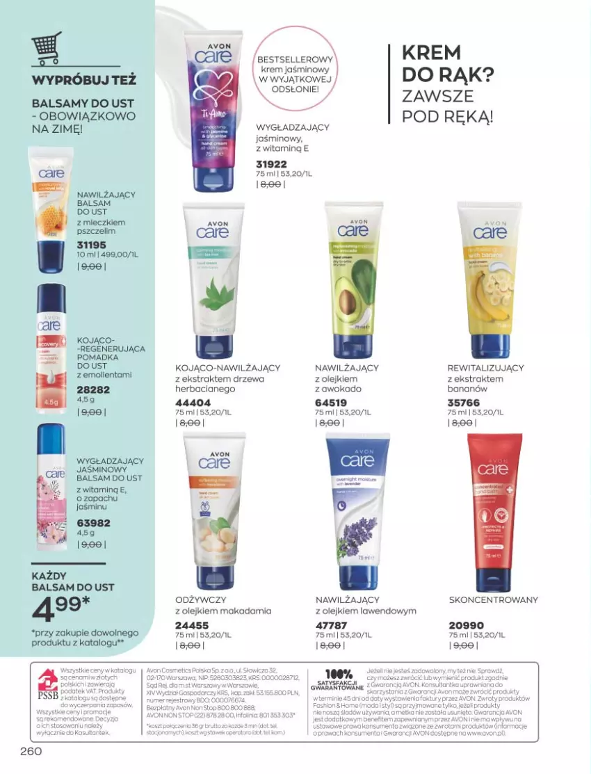 Gazetka promocyjna Avon - Katalog Avon 11/2021 kampania listopad - ważna 01.11 do 30.11.2021 - strona 256 - produkty: Balsam do ust, Fa, Kosz, Krem do rąk, Nawilżający balsam, Olej, Por, Top