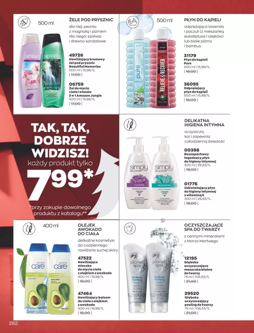 Gazetka promocyjna Avon - Katalog Avon 11/2021 kampania listopad - ważna 01.11 do 30.11.2021 - strona 258 - produkty: Balsam do ciała, Mleczko, Nawilżający balsam, Olej, Peeling, Płyn do higieny intymnej, Płyn do kąpieli, Pur, Sandał