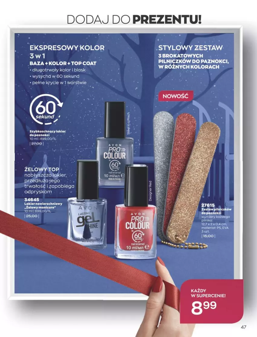 Gazetka promocyjna Avon - Katalog Avon 11/2021 kampania listopad - ważna 01.11 do 30.11.2021 - strona 47 - produkty: Fa, Lakier, Pilnik, Top