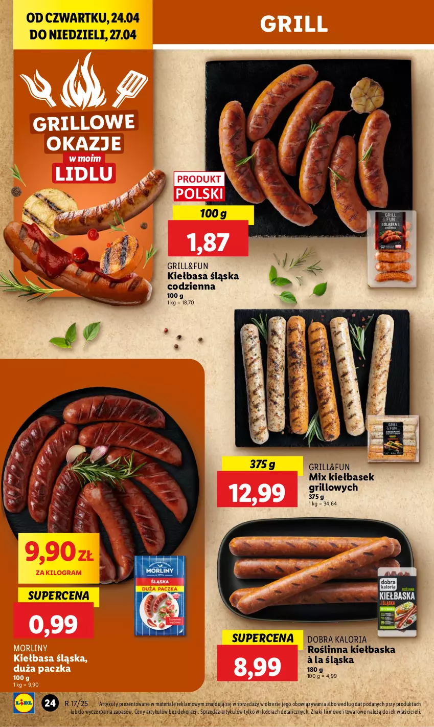 Gazetka promocyjna Lidl - GAZETKA - ważna 24.04 do 27.04.2025 - strona 26 - produkty: Gra, Grill, Kiełbasa, Kiełbasa śląska, Morliny