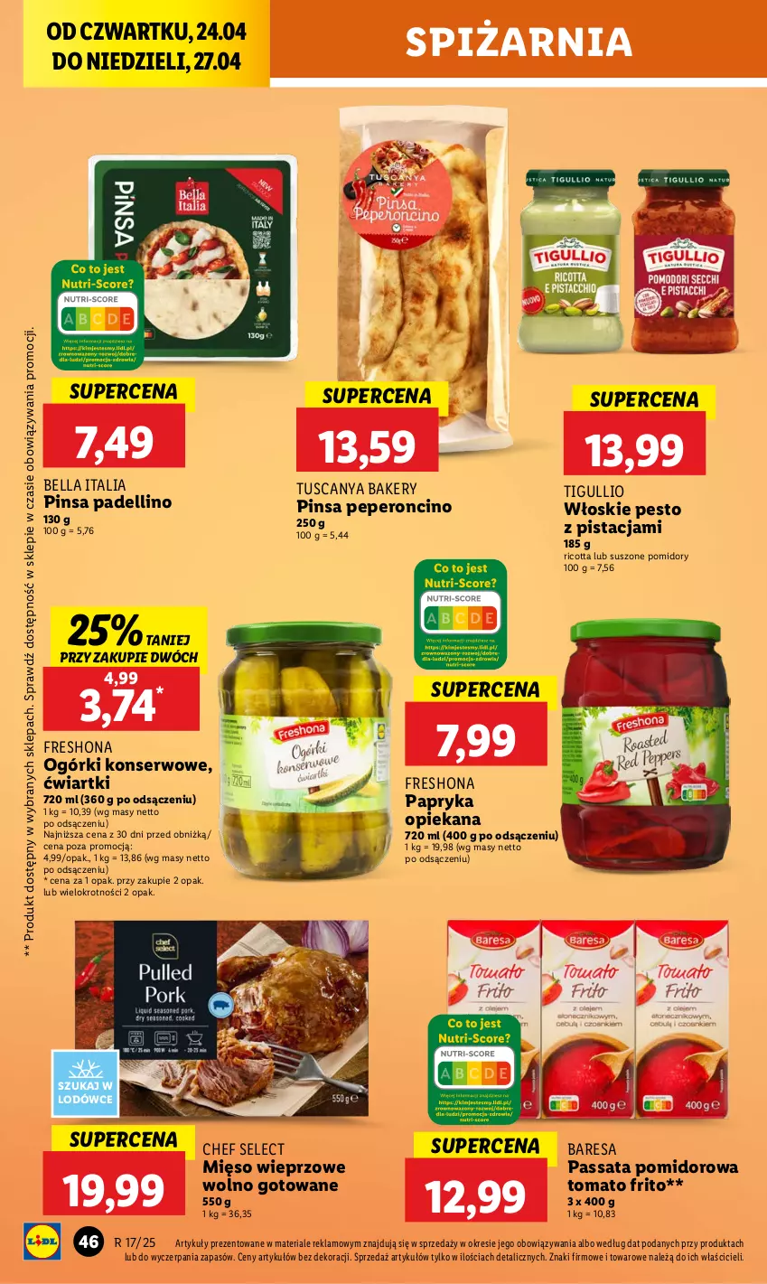 Gazetka promocyjna Lidl - GAZETKA - ważna 24.04 do 27.04.2025 - strona 50 - produkty: Bell, Bella, Dell, Mięso, Mięso wieprzowe, Ogórki konserwowe, Papryka, Pesto, Pomidory, Ricotta, Ser, Suszone pomidory