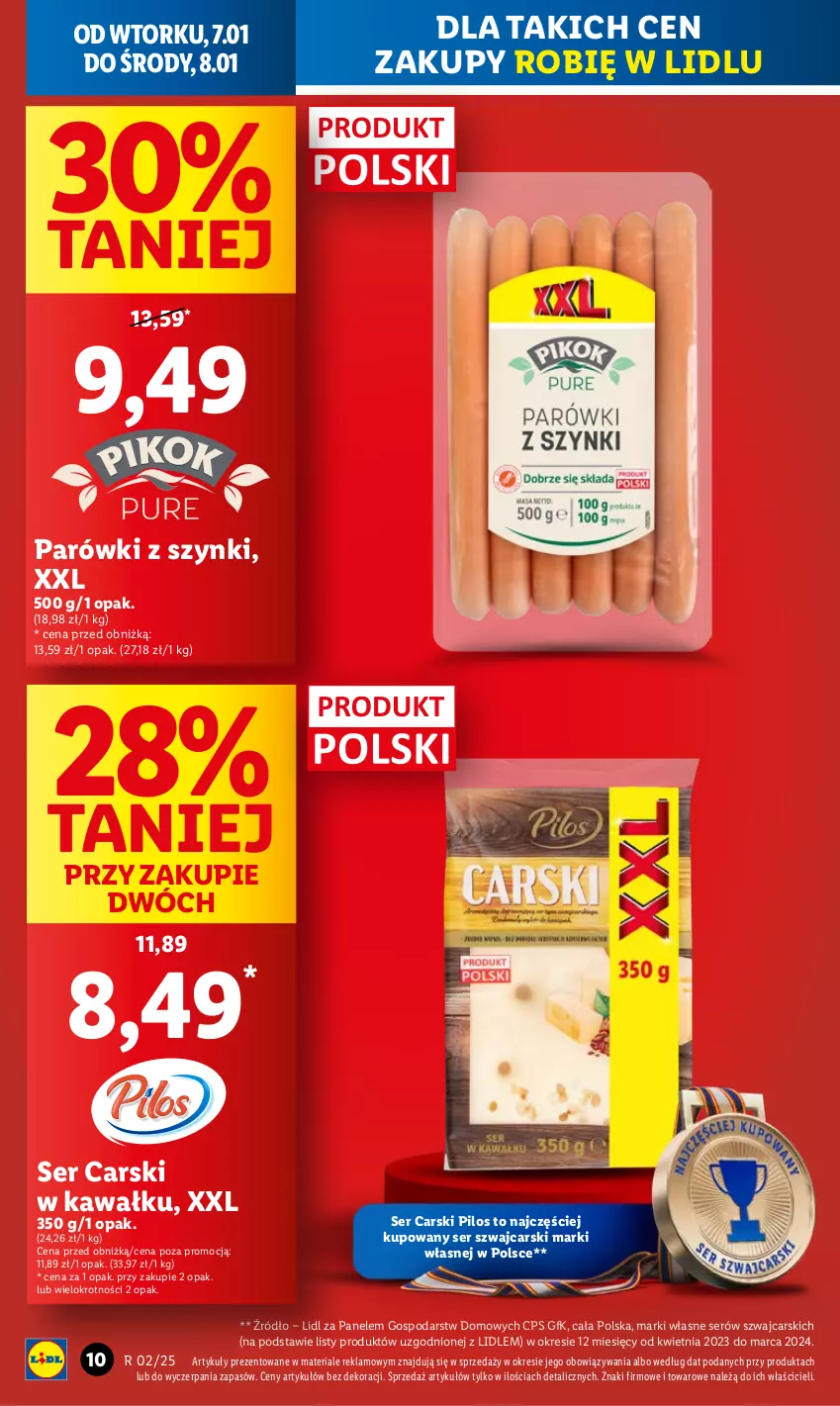 Gazetka promocyjna Lidl - GAZETKA - ważna 07.01 do 08.01.2025 - strona 10 - produkty: Cars, Kawa, Parówki, Parówki z szynki, Pilos, Ser