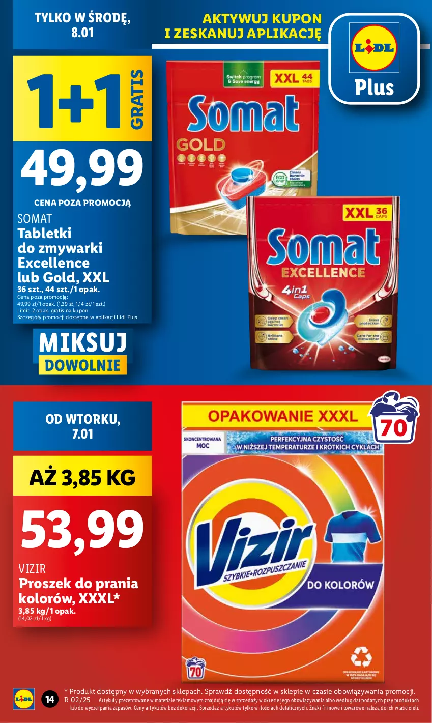 Gazetka promocyjna Lidl - GAZETKA - ważna 07.01 do 08.01.2025 - strona 14 - produkty: Gra, Proszek do prania, Somat, Tablet, Tabletki do zmywarki, Vizir, Zmywarki