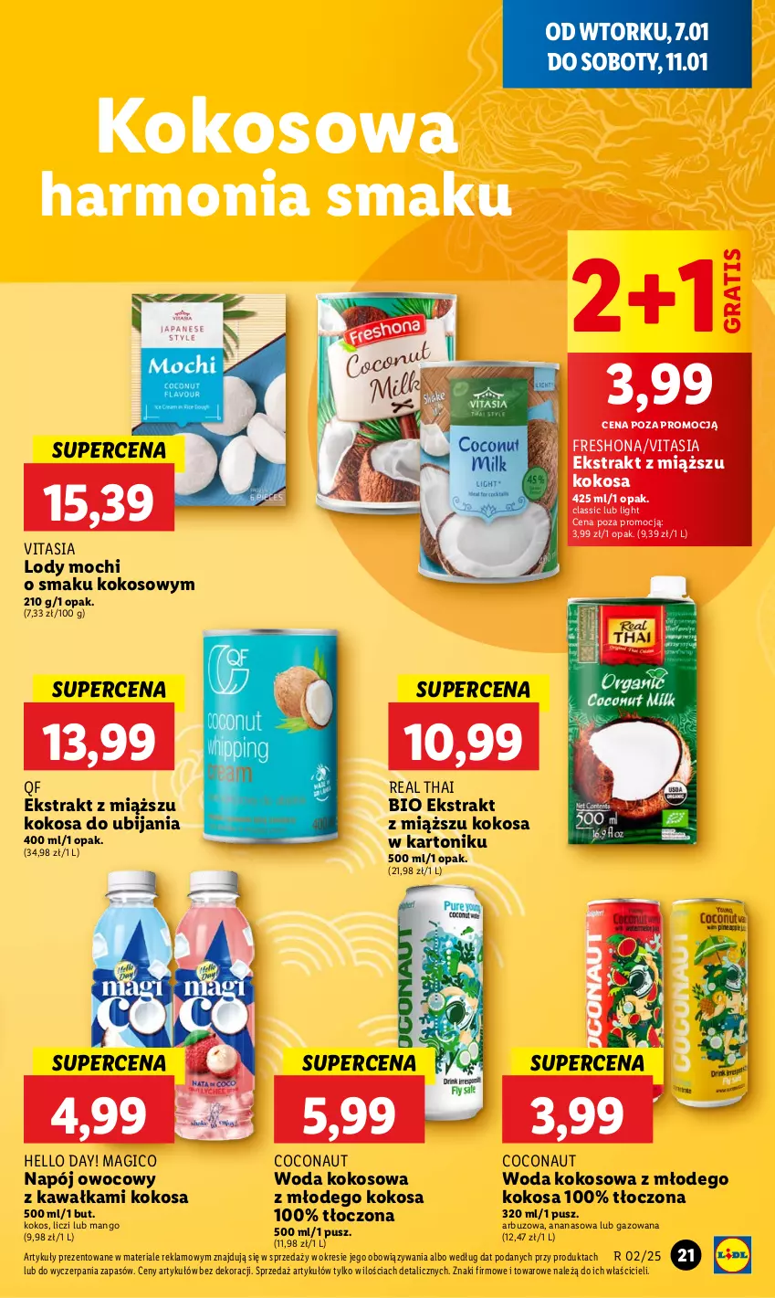 Gazetka promocyjna Lidl - GAZETKA - ważna 07.01 do 08.01.2025 - strona 25 - produkty: Ananas, Arbuz, Gra, Kawa, Kokos, Liczi, Lody, Mango, Napój, Tonik, Woda