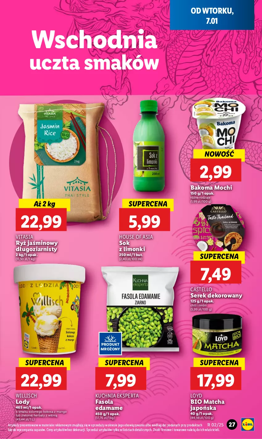 Gazetka promocyjna Lidl - GAZETKA - ważna 07.01 do 08.01.2025 - strona 31 - produkty: Bakoma, Edam, Fa, Fasola, House of Asia, Imbir, Kokos, Kuchnia, Lody, Loyd, Mango, Ryż, Ser, Serek, Sok