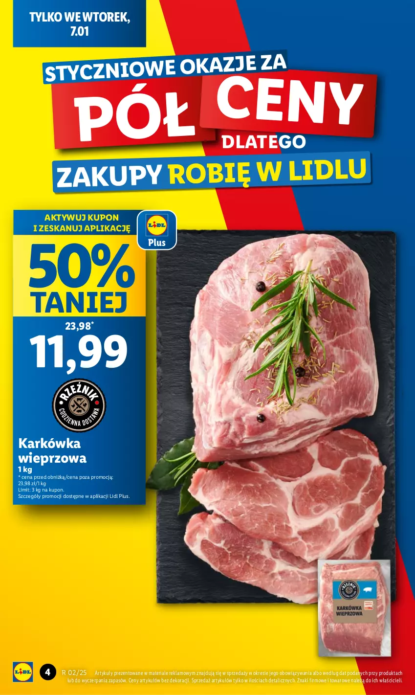 Gazetka promocyjna Lidl - GAZETKA - ważna 07.01 do 08.01.2025 - strona 4 - produkty: Karkówka wieprzowa