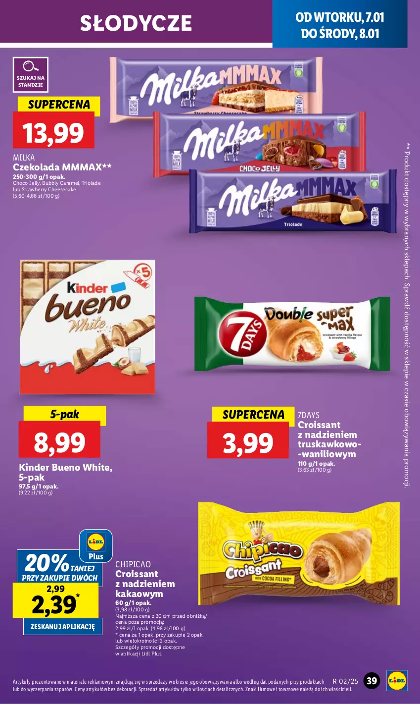 Gazetka promocyjna Lidl - GAZETKA - ważna 07.01 do 08.01.2025 - strona 43 - produkty: Chipicao, Croissant, Czekolada, Kakao, Kinder, Kinder Bueno, Milka