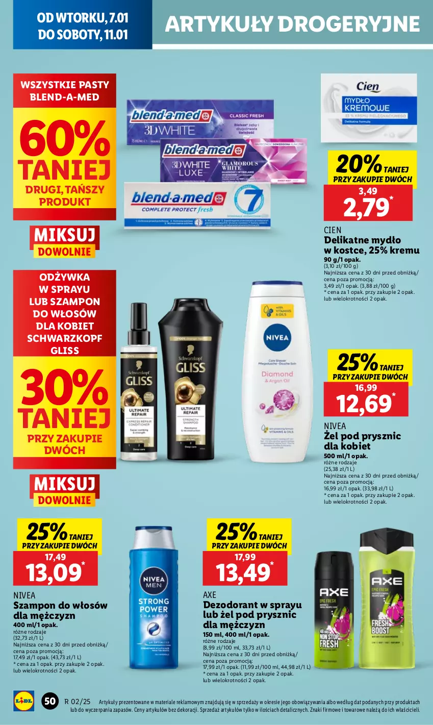 Gazetka promocyjna Lidl - GAZETKA - ważna 07.01 do 08.01.2025 - strona 56 - produkty: Blend-a-Med, Dezodorant, Mydło, Nivea, Odżywka, Schwarzkopf, Szampon