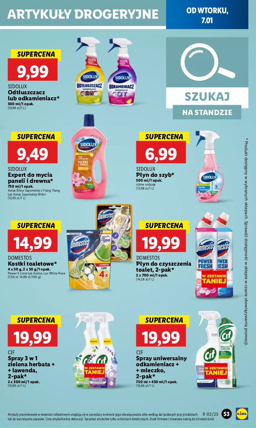 Gazetka promocyjna Lidl - GAZETKA - ważna 07.01 do 08.01.2025 - strona 59 - produkty: Cif, Domestos, Herbata, Mleczko, Odkamieniacz, Odtłuszczacz, Płyn do szyb, Sidolux