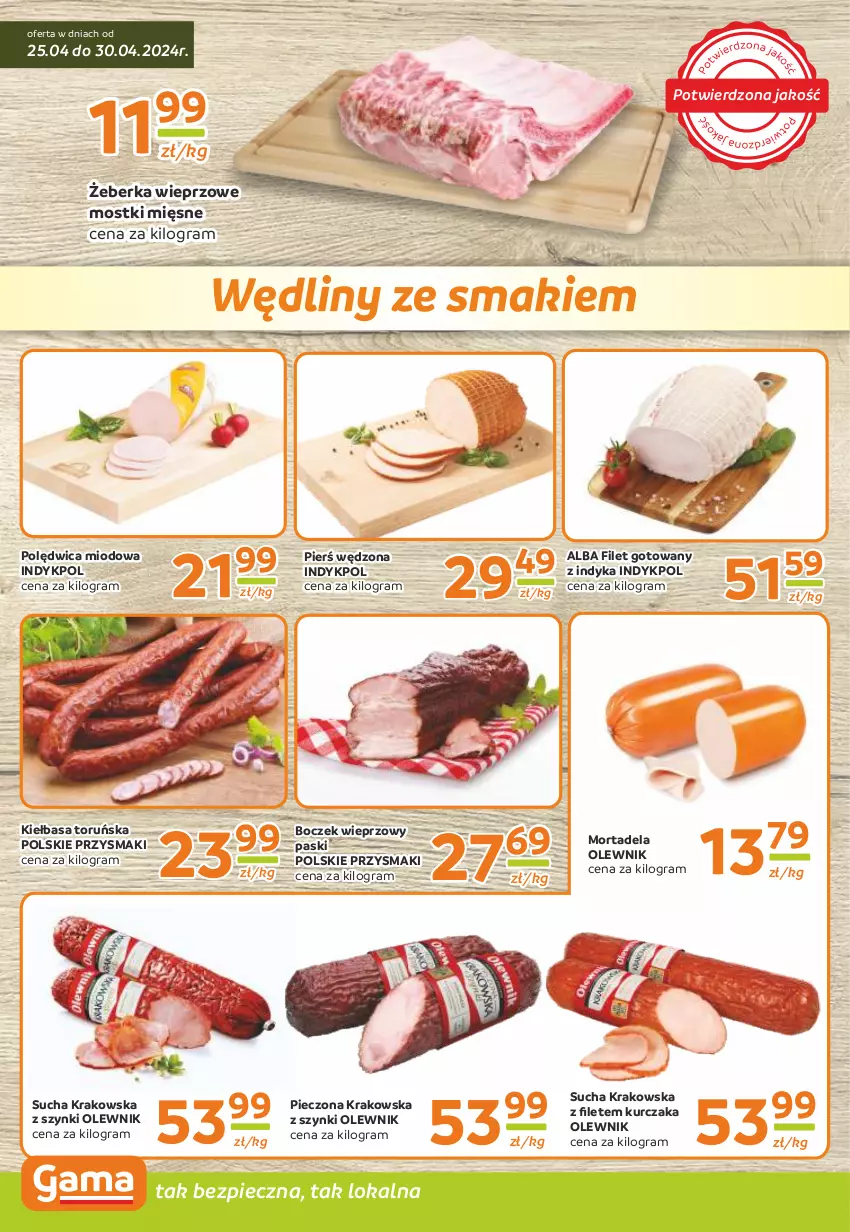 Gazetka promocyjna Gama - Gazetka Gama - ważna 25.04 do 07.05.2024 - strona 2 - produkty: Boczek, Boczek wieprzowy, Gra, Kiełbasa, Kurczak, Olewnik, Piec, Polędwica, Przysmaki