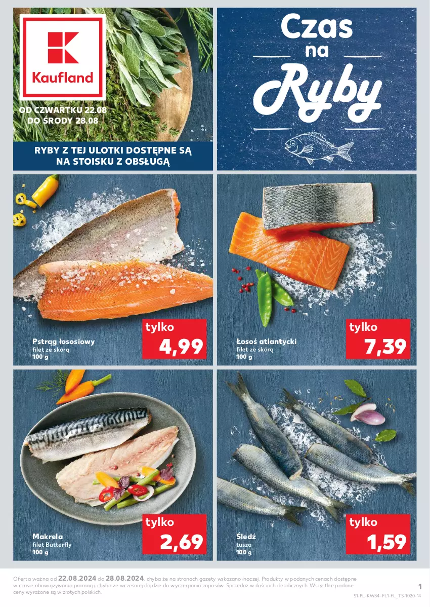 Gazetka promocyjna Kaufland - Mocny Start - ważna 22.08 do 28.08.2024 - strona 1 - produkty: Pstrąg, Pstrąg łososiowy, Sos, Tusz