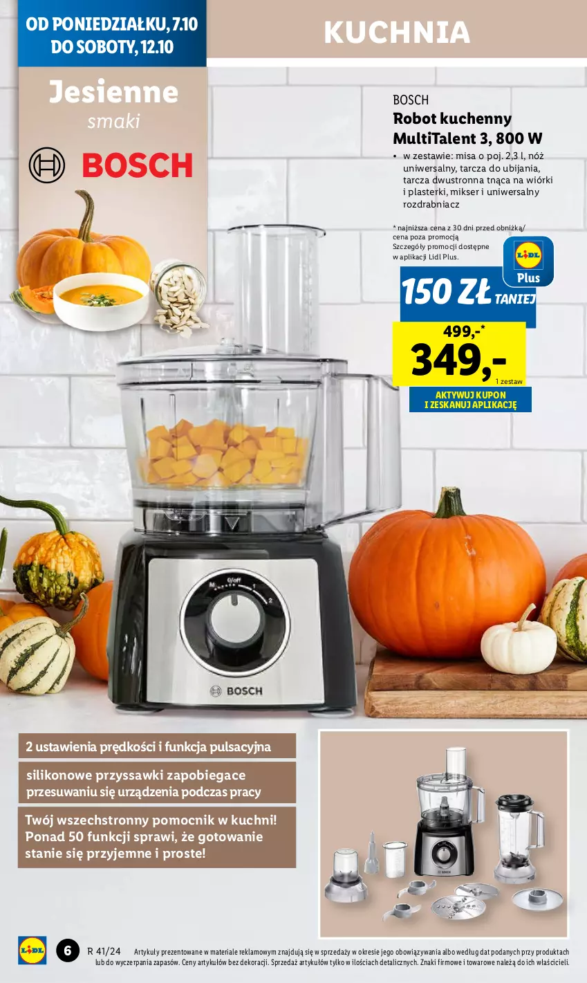 Gazetka promocyjna Lidl - GAZETKA - ważna 07.10 do 12.10.2024 - strona 10 - produkty: Bosch, Kuchnia, Mikser, Nóż uniwersalny, Plasterki, Robot, Rozdrabniacz, Ser