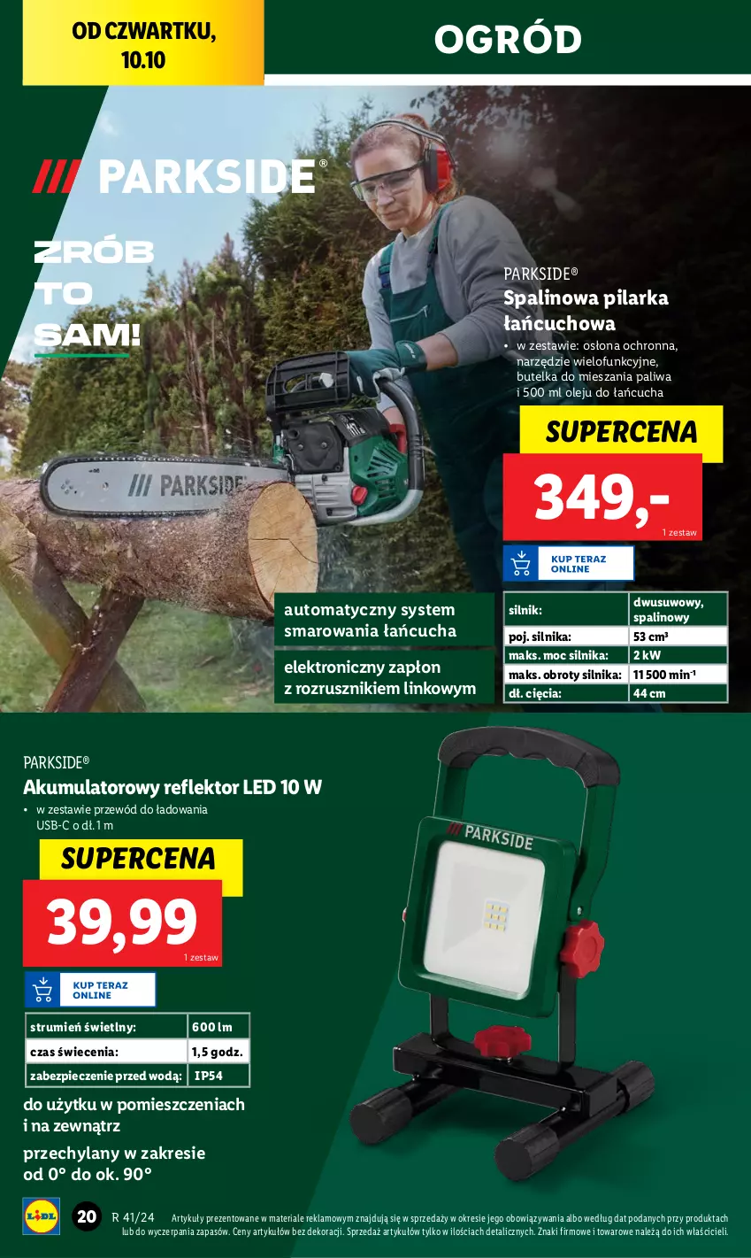 Gazetka promocyjna Lidl - GAZETKA - ważna 07.10 do 12.10.2024 - strona 28 - produkty: Akumulator, Ogród, Olej, Parkside, Piec, Przewód, Reflektor, Reflektor LED, Rum