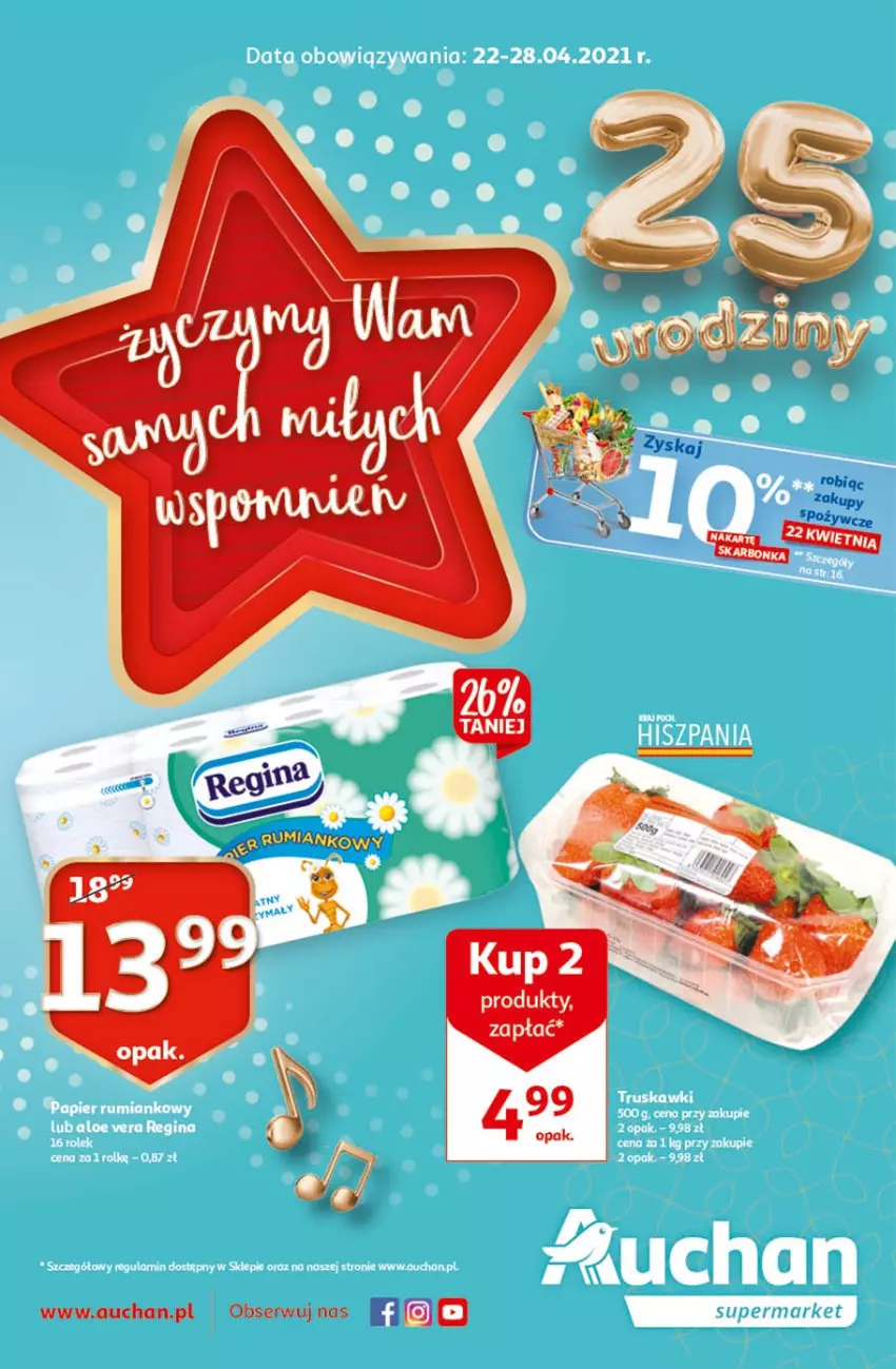 Gazetka promocyjna Auchan - 25 Urodziny #1 Supermarkety - ważna 22.04 do 28.04.2021 - strona 1 - produkty: Ser