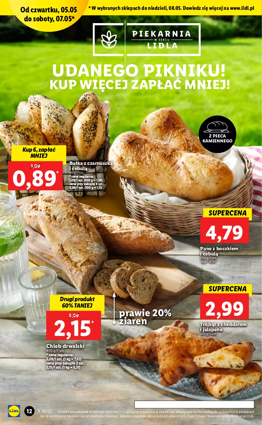 Gazetka promocyjna Lidl - GAZETKA - ważna 05.05 do 07.05.2022 - strona 12 - produkty: Bułka, Cheddar, Chleb, Piec