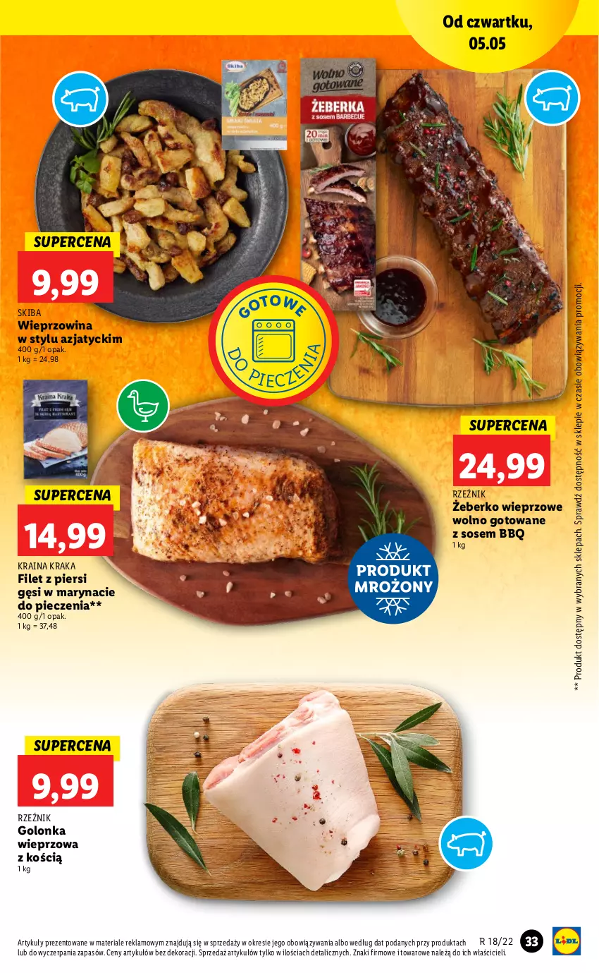 Gazetka promocyjna Lidl - GAZETKA - ważna 05.05 do 07.05.2022 - strona 33 - produkty: Filet z piersi gęsi, Golonka wieprzowa, Piec, Sos, Wieprzowina