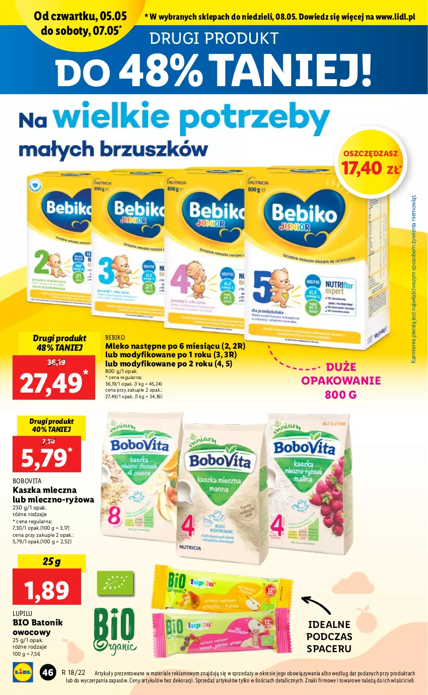 Gazetka promocyjna Lidl - GAZETKA - ważna 05.05 do 07.05.2022 - strona 46 - produkty: Acer, Baton, Bebiko, Bio Batonik, BoboVita, Karmi, Mleko, O nas, Ryż, Tonik