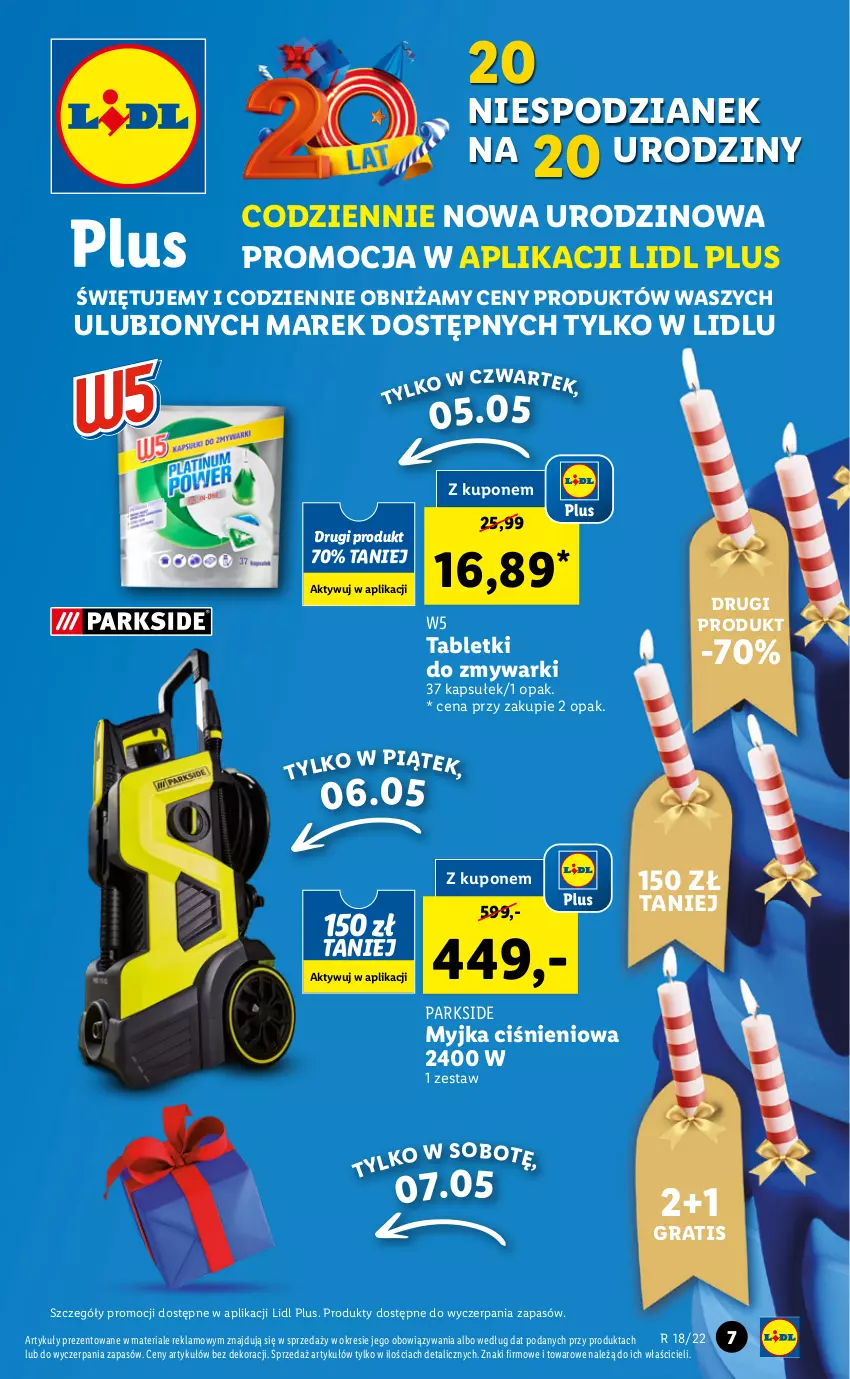 Gazetka promocyjna Lidl - GAZETKA - ważna 05.05 do 07.05.2022 - strona 7 - produkty: Gra, Myjka ciśnieniowa, Parkside, Tablet, Tabletki do zmywarki, Zmywarki