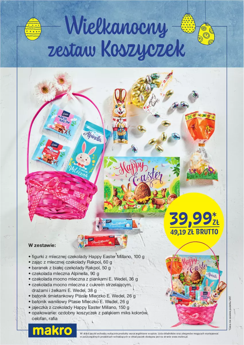 Gazetka promocyjna Makro - [Oferta specjalna] Prezenty na Wielkanoc - gotowe zestawy świąteczne - ważna 01.03 do 02.04.2021 - strona 11 - produkty: Baton, Czekolada, Czekolada mleczna, E. Wedel, Fa, Kosz, Mleczko, Ptasie mleczko, Tonik