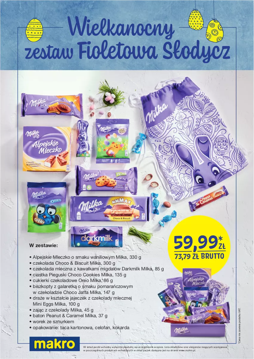 Gazetka promocyjna Makro - [Oferta specjalna] Prezenty na Wielkanoc - gotowe zestawy świąteczne - ważna 01.03 do 02.04.2021 - strona 5 - produkty: Baton, Biszkopty, Ciastka, Cukier, Cukierki, Cukierki czekoladowe, Czekolada, Czekolada mleczna, Fa, Gala, Kawa, Milka, Mleczko, Oreo, Taca