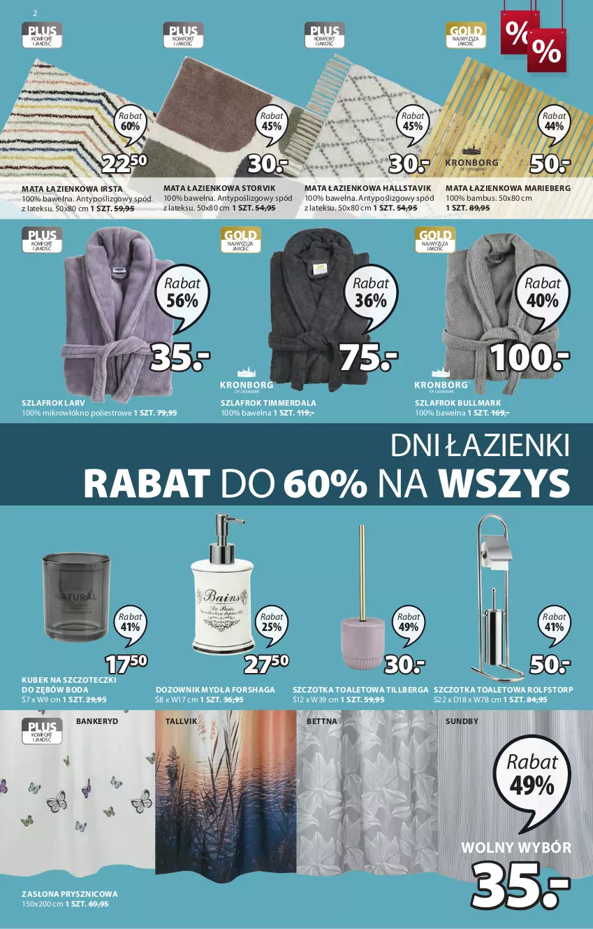 Gazetka promocyjna Jysk - Zimowa wyprzedaż - ważna 20.01 do 02.02.2021 - strona 3 - produkty: Dozownik, Dozownik mydła, Halls, Kubek, Kubek na szczoteczki do zębów, Mata łazienkowa, Szczotka, Szlafrok, Wełna, Zasłona, Zasłona prysznicowa