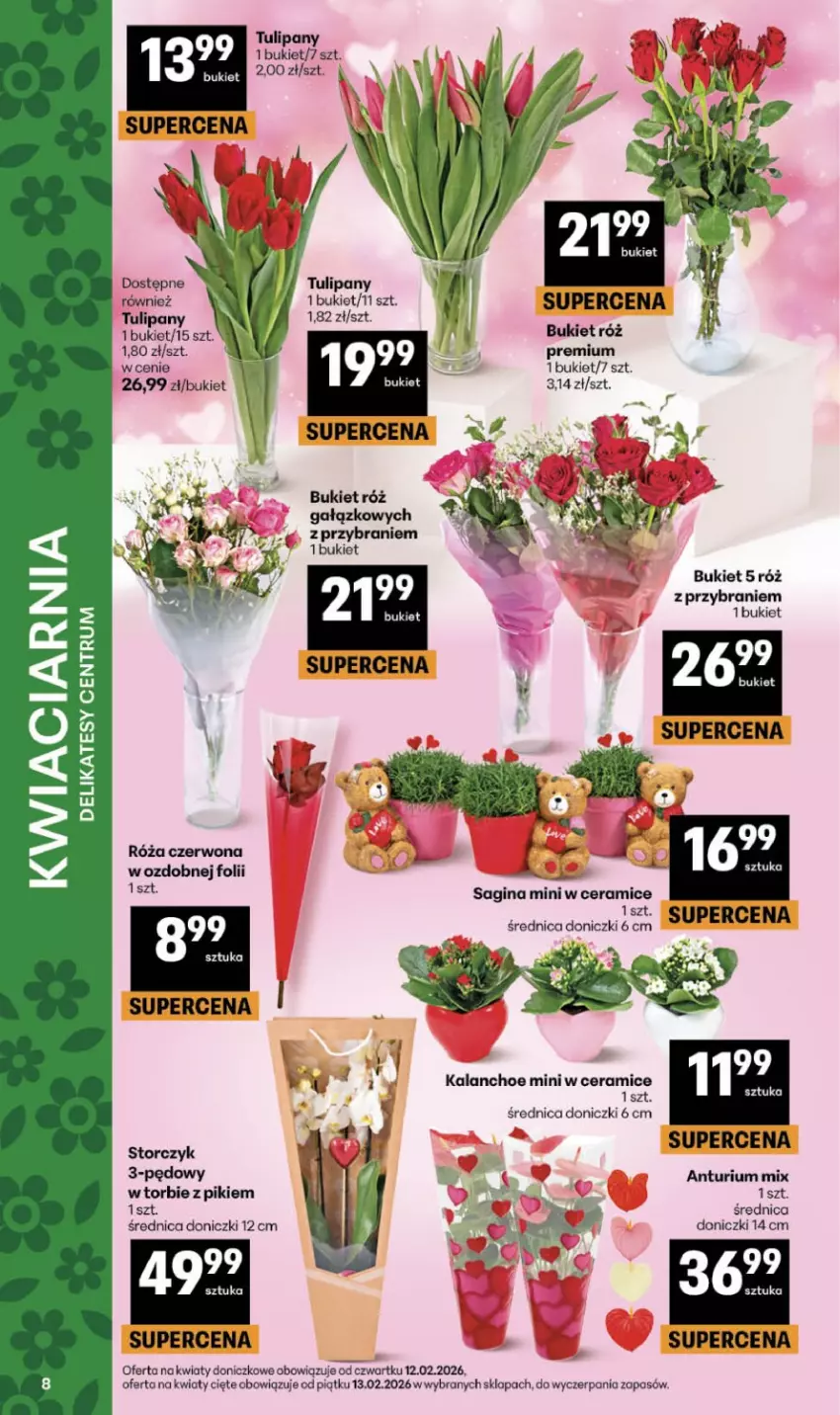 Gazetka promocyjna Delikatesy Centrum - Franczyza DC07 Czwartek - ważna 12.02 do 18.02.2026 - strona 8 - produkty: Bukiet, Gin, Kwiaty cięte, Róża, Tulipan