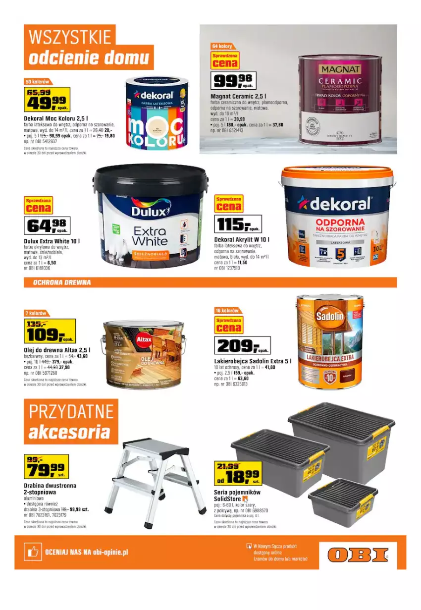 Gazetka promocyjna Obi - Gazetka OBI - ważna 26.04 do 09.05.2023 - strona 13 - produkty: Dekoral, Drabina, Dulux, Fa, Farba akrylowa, Farba lateksowa, Kret, Lakier, Magnat Ceramic, Olej, Pojemnik, Por, Ser, Top