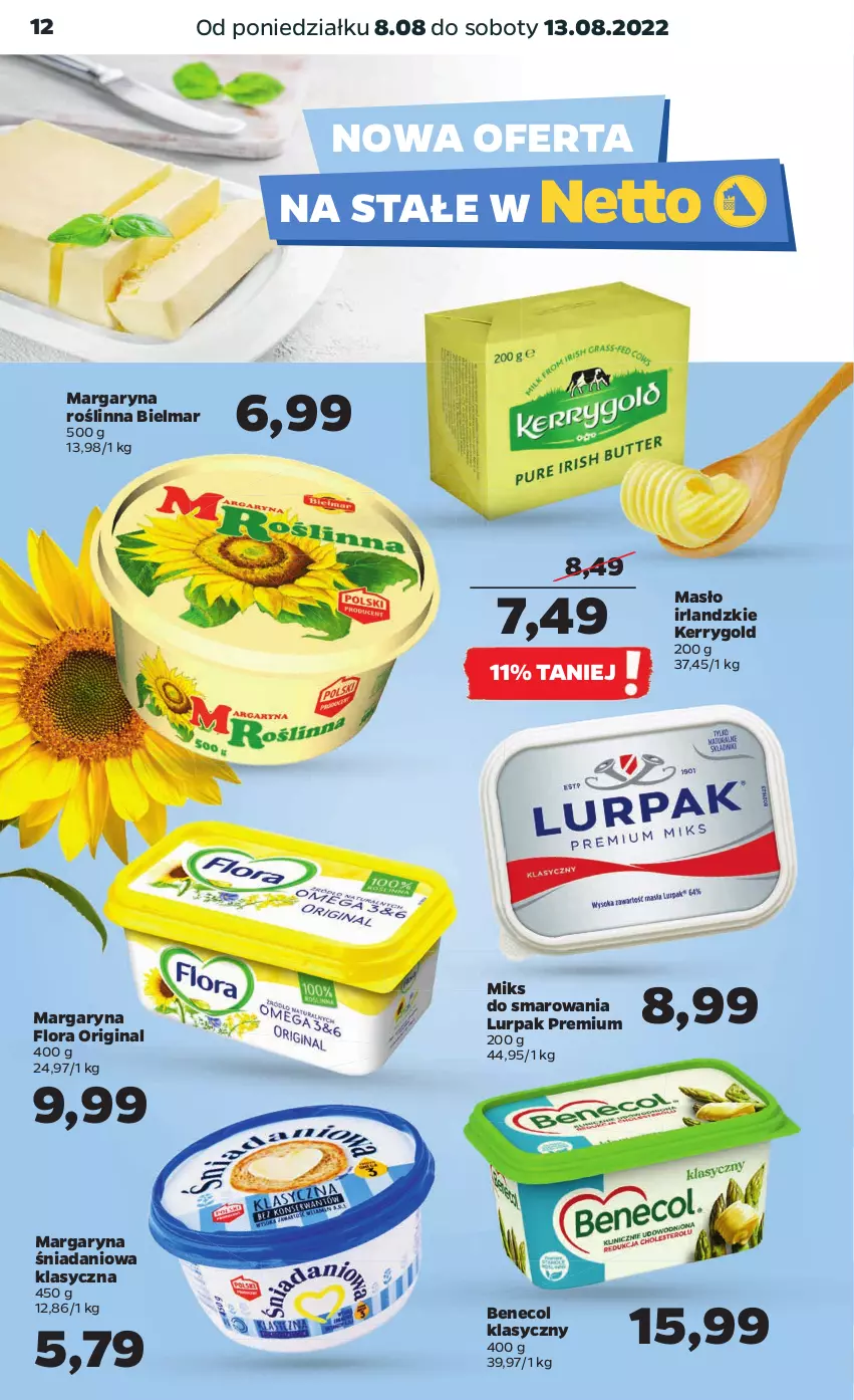 Gazetka promocyjna Netto - Artykuły spożywcze - ważna 08.08 do 13.08.2022 - strona 12 - produkty: Benecol, Danio, Flora, Gin, Lurpak, Margaryna, Masło