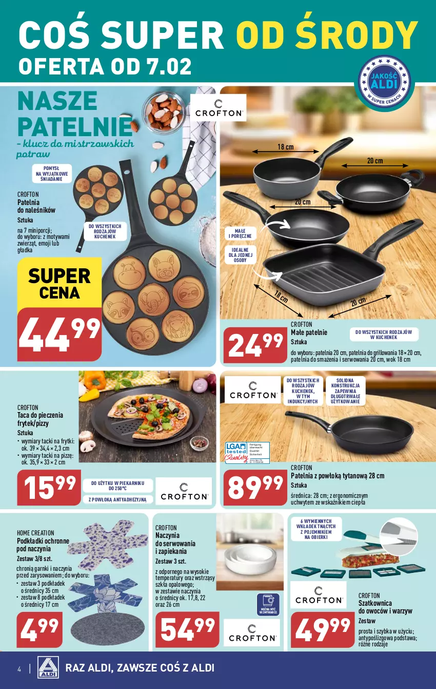 Gazetka promocyjna Aldi - Artykuły przemysłowe i tekstylia - ważna 07.02 do 10.02.2024 - strona 4 - produkty: Frytki, Grill, Patelnia, Piec, Piekarnik, Podkład, Pojemnik, Por, Ser, Sok, Szatkownica, Taca, Tytan