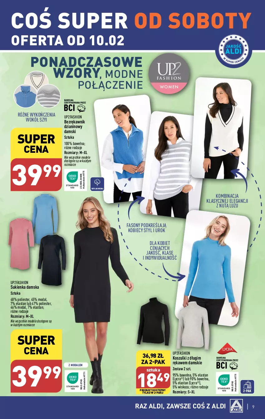 Gazetka promocyjna Aldi - Artykuły przemysłowe i tekstylia - ważna 07.02 do 10.02.2024 - strona 9 - produkty: Fa, Kosz, Moda, Sony, Sukienka, Wełna