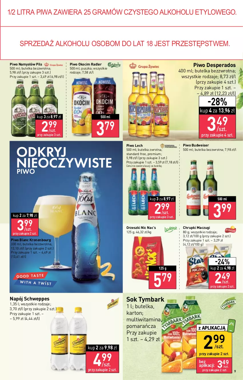 Gazetka promocyjna Stokrotka - Market - ważna 10.11 do 16.11.2022 - strona 9 - produkty: Chrupki, Desperados, Gra, Koc, Namysłów, Napój, Okocim, Orzeszki, Piwa, Piwo, Radler, Schweppes, Ser, Sok, Tymbark