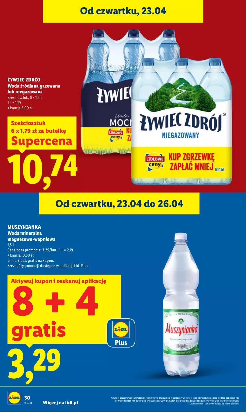 Gazetka promocyjna Lidl - Gazetka ważna od 23.04 do 26.04 - ważna 23.04 do 26.04.2026 - strona 30 - produkty: Gra, LANA, Magnez, Mus, Muszynianka, Woda, Woda mineralna