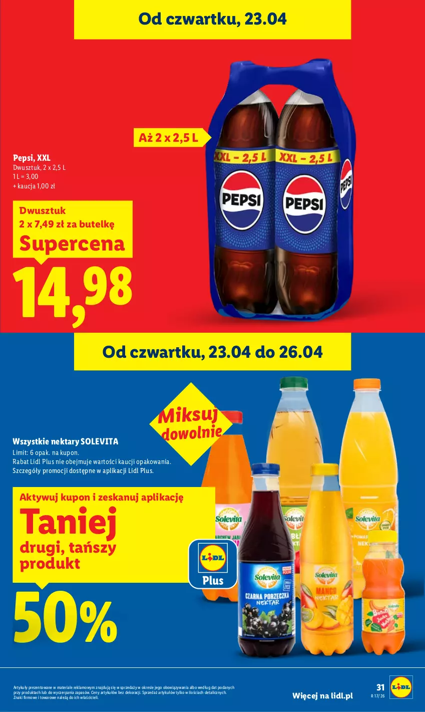 Gazetka promocyjna Lidl - Gazetka ważna od 23.04 do 26.04 - ważna 23.04 do 26.04.2026 - strona 31 - produkty: Nektar, Pepsi