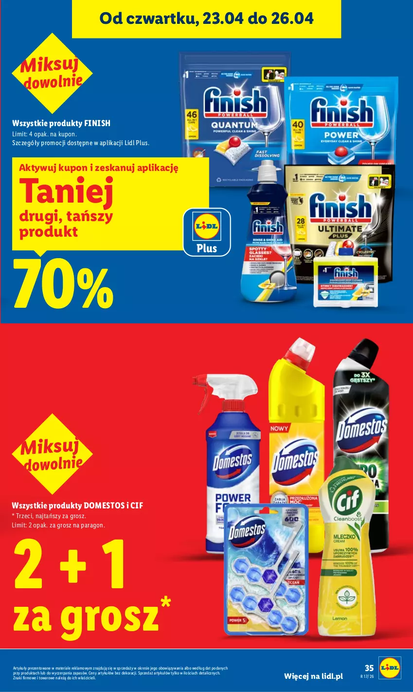 Gazetka promocyjna Lidl - Gazetka ważna od 23.04 do 26.04 - ważna 23.04 do 26.04.2026 - strona 35 - produkty: Cif, Domestos, Finish