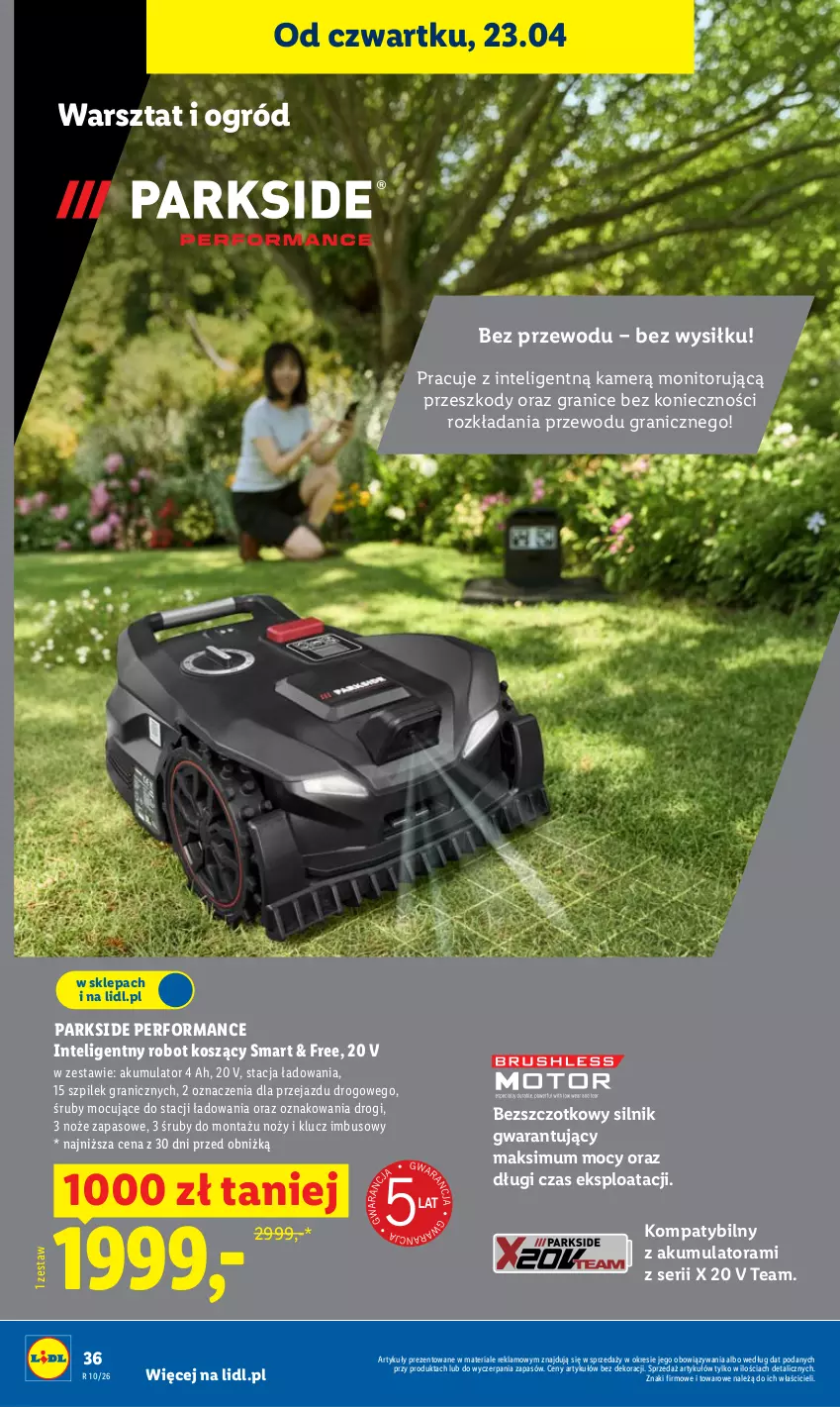 Gazetka promocyjna Lidl - Gazetka ważna od 23.04 do 26.04 - ważna 23.04 do 26.04.2026 - strona 36 - produkty: Akumulator, Gra, Intel, Kosz, Monitor, Noż, Ogród, Parkside, Robot, Ser