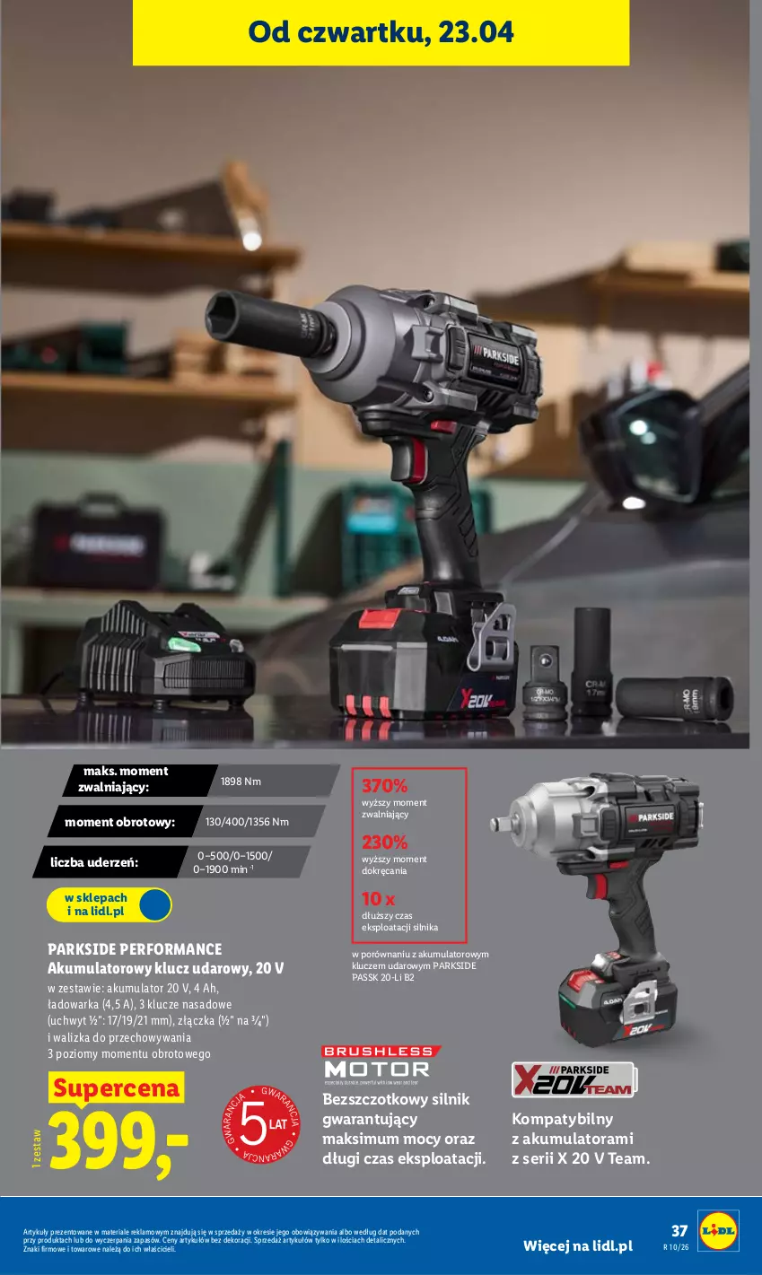 Gazetka promocyjna Lidl - Gazetka ważna od 23.04 do 26.04 - ważna 23.04 do 26.04.2026 - strona 37 - produkty: Akumulator, Klucz udarowy, Parkside, Por, Ser, Walizka, Warka