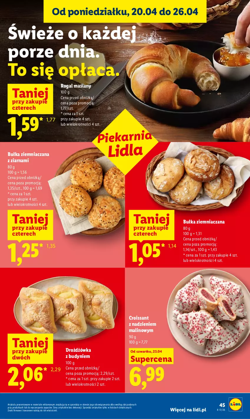 Gazetka promocyjna Lidl - Gazetka ważna od 23.04 do 26.04 - ważna 23.04 do 26.04.2026 - strona 45 - produkty: Bułka, Croissant, Por, Rogal