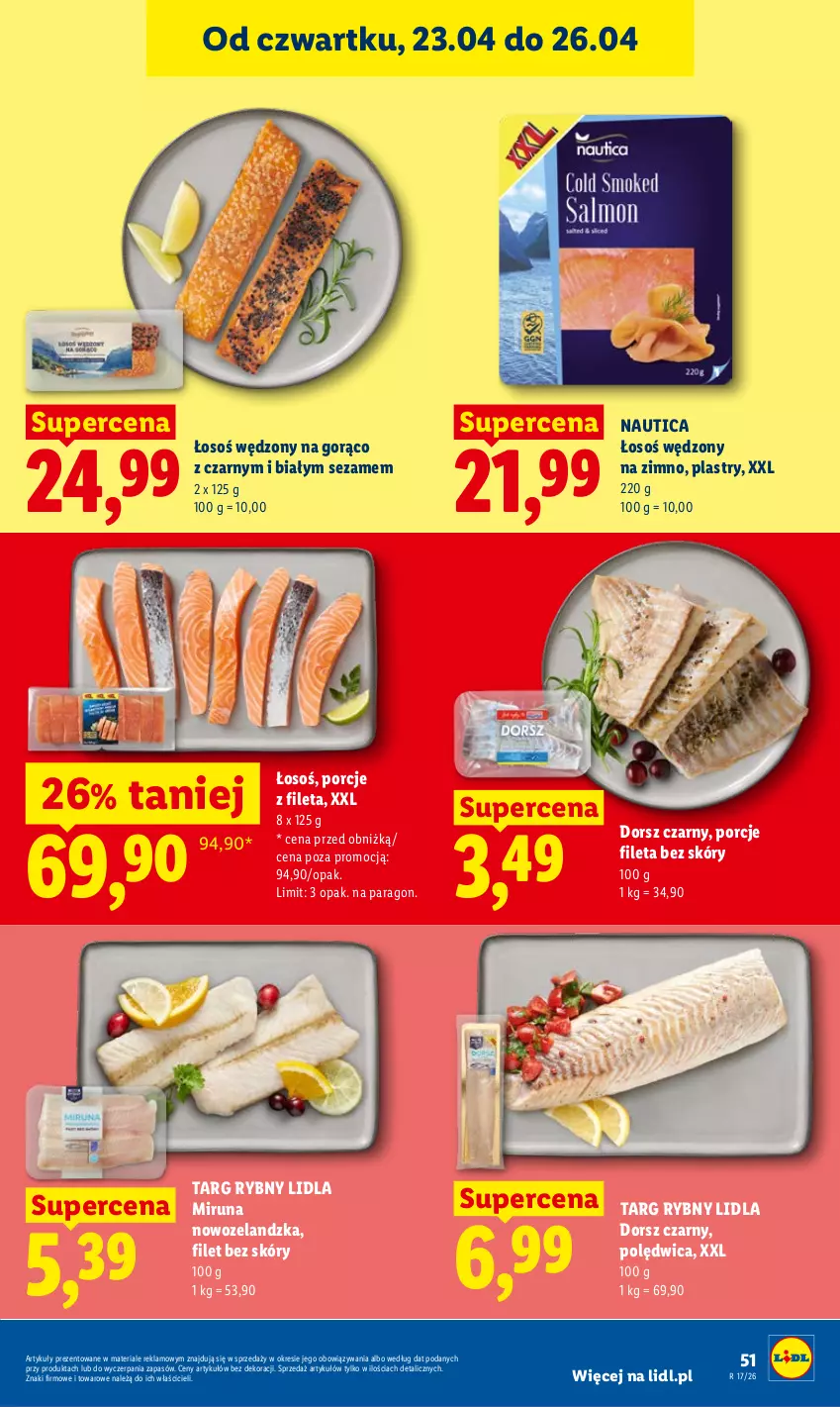 Gazetka promocyjna Lidl - Gazetka ważna od 23.04 do 26.04 - ważna 23.04 do 26.04.2026 - strona 51 - produkty: Dorsz, Miruna, Polędwica, Por, Sezam
