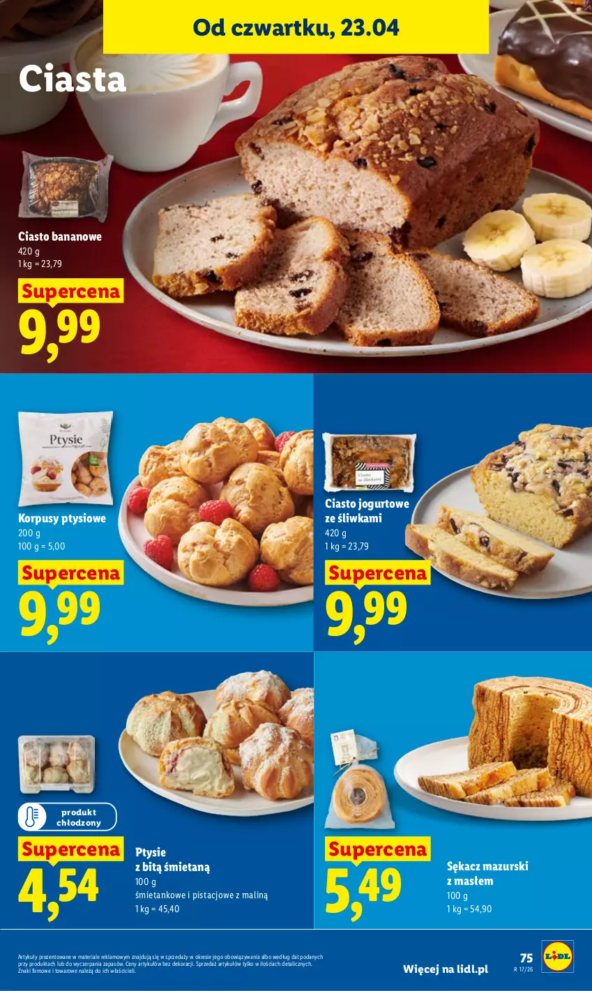 Gazetka promocyjna Lidl - Gazetka ważna od 23.04 do 26.04 - ważna 23.04 do 26.04.2026 - strona 75 - produkty: Ciasto jogurtowe, Jogurt, Korpusy, Sękacz