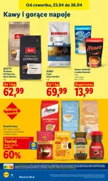 Gazetka promocyjna Lidl - Gazetka ważna od 23.04 do 26.04 - Gazetka - ważna od 26.04 do 26.04.2026 - strona 74 - produkty: Kawa ziarnista, Kawa, Napoje, Czekolada, Baton