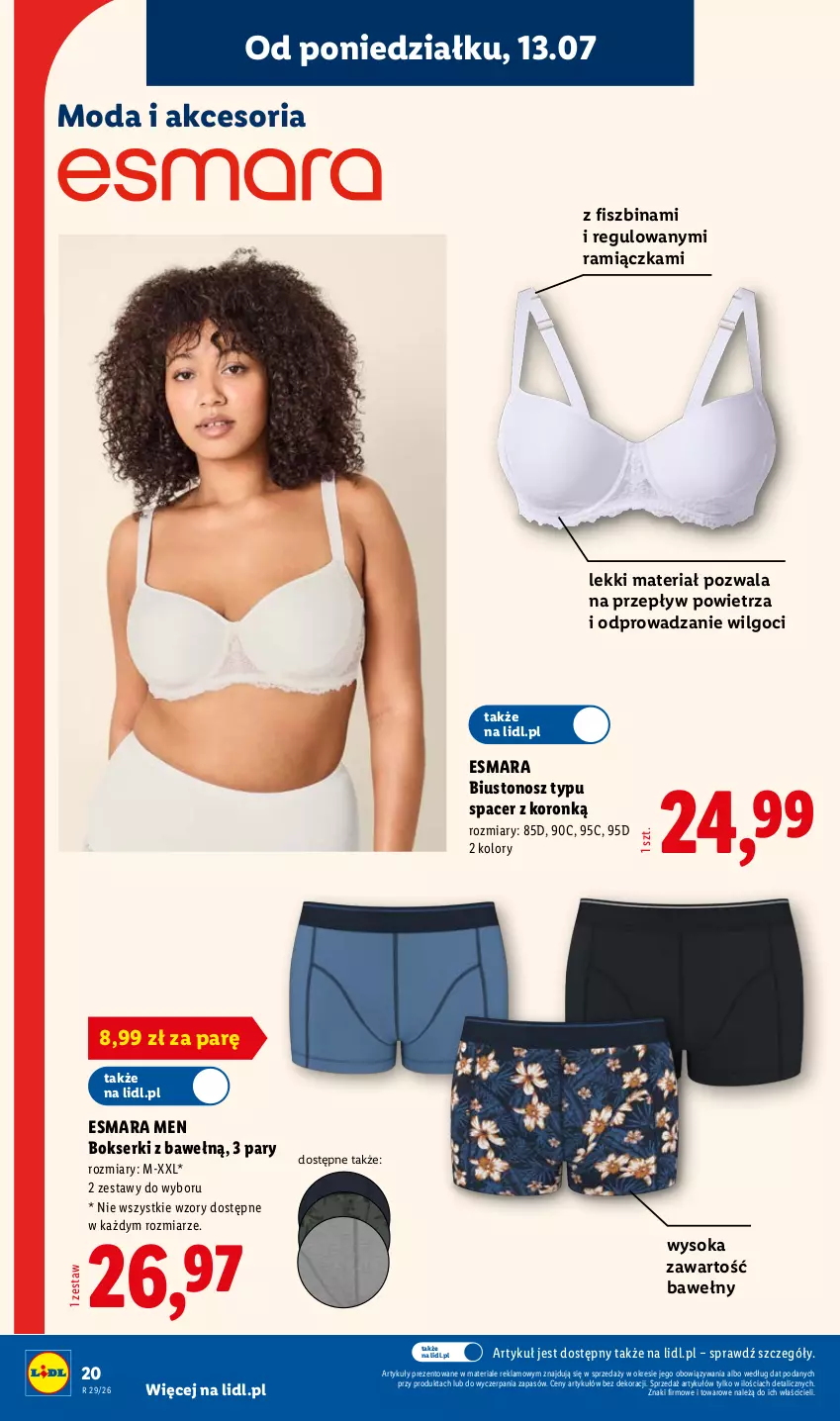 Gazetka promocyjna Lidl - Katalog ważny od 13.07 - ważna 13.07 do 18.07.2026 - strona 20 - produkty: Acer, Biustonosz, Bokserki, LG, Moda, Ser, Sok