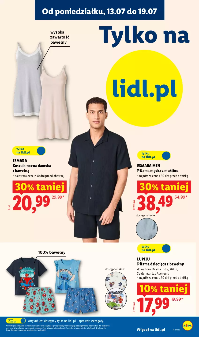 Gazetka promocyjna Lidl - Katalog ważny od 13.07 - ważna 13.07 do 18.07.2026 - strona 23 - produkty: Avengers, Dzieci, Kosz, Koszula, Koszula nocna, Piżama, Sok, Spiderman
