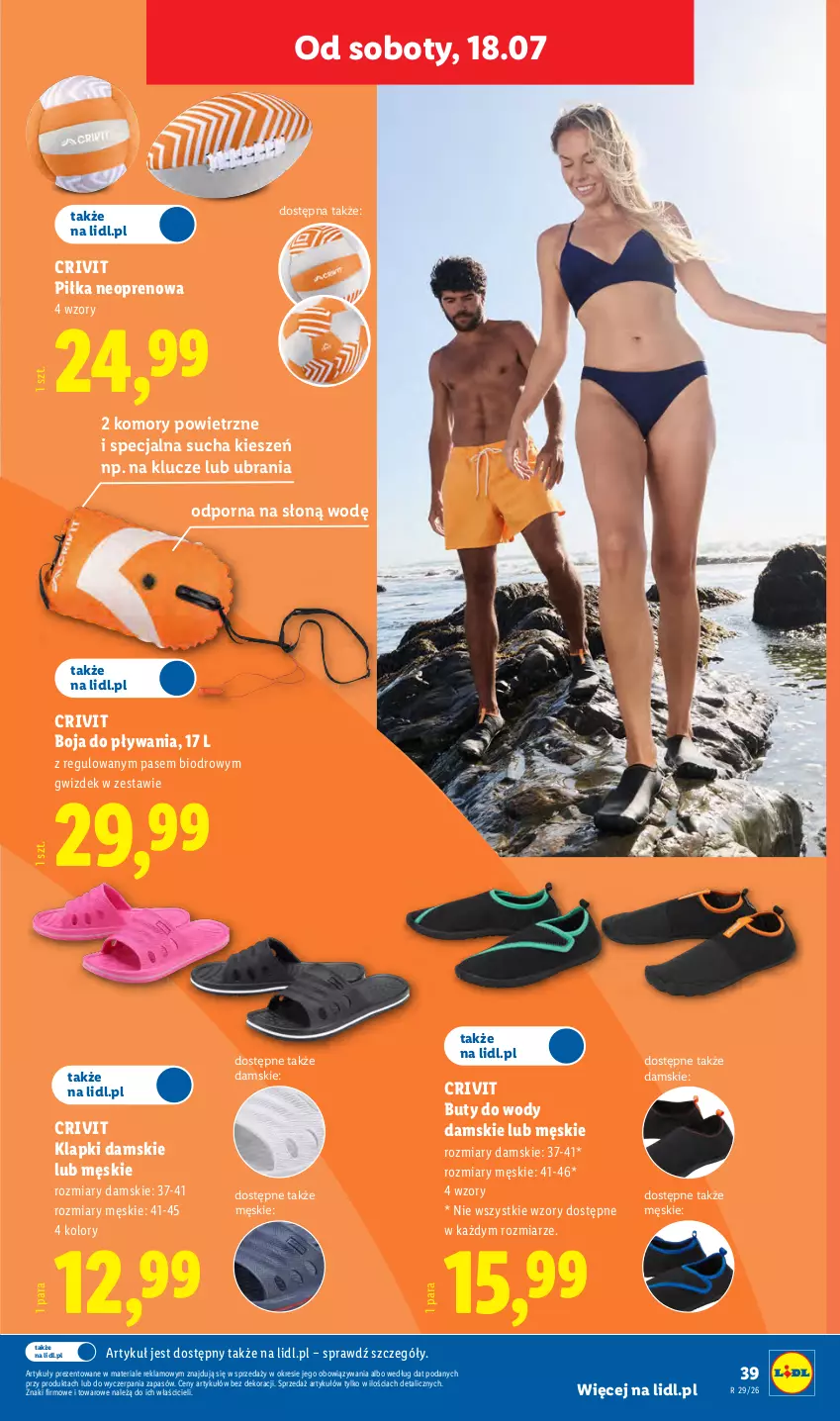 Gazetka promocyjna Lidl - Katalog ważny od 13.07 - ważna 13.07 do 18.07.2026 - strona 45 - produkty: Buty, Buty do wody, Klapki, Por, Ubrania