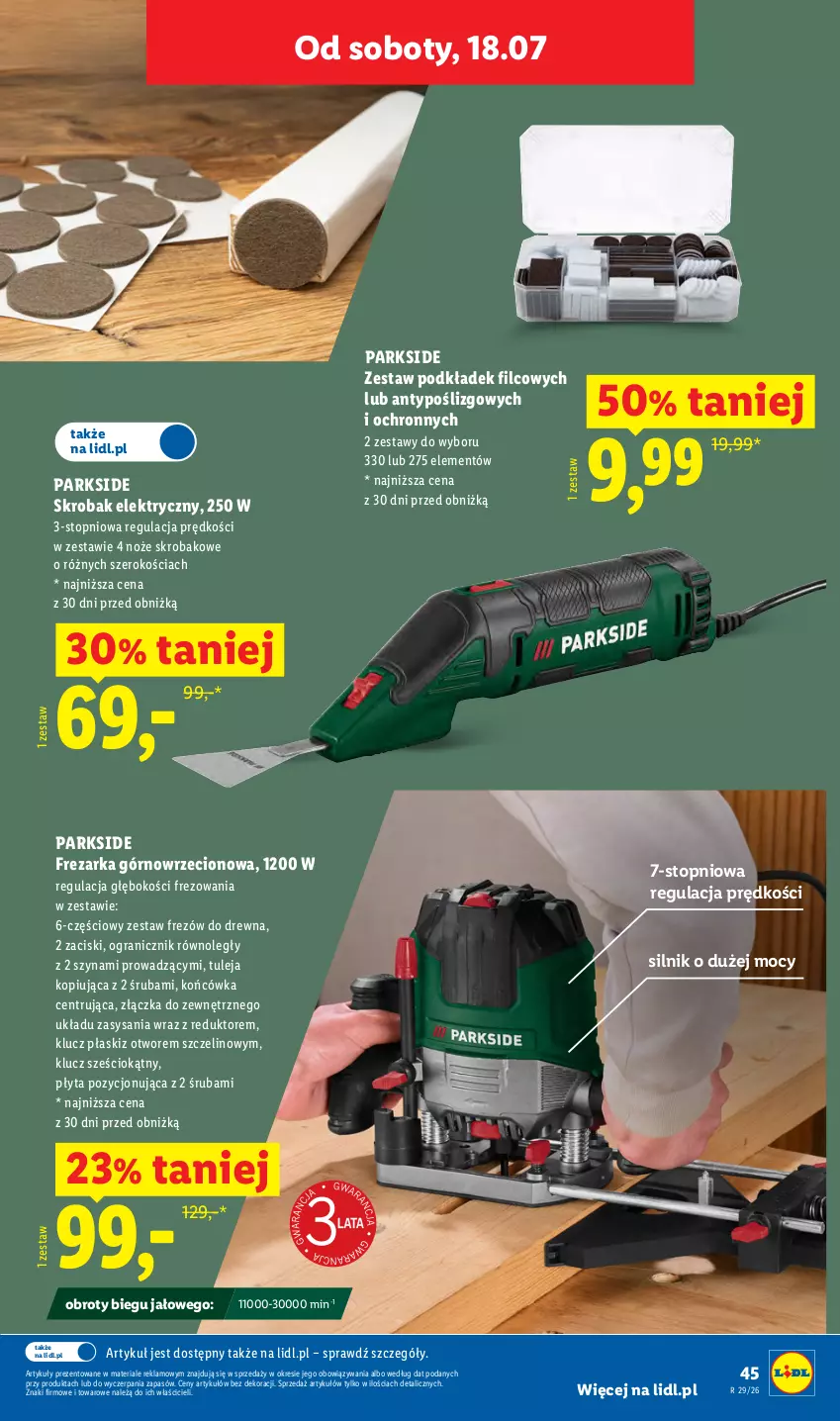 Gazetka promocyjna Lidl - Katalog ważny od 13.07 - ważna 13.07 do 18.07.2026 - strona 51 - produkty: Frezarka, Gra, Noż, Parkside, Płyta, Podkład, Szyna, Top