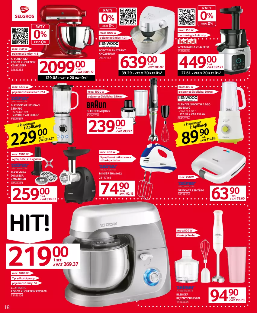 Gazetka promocyjna Selgros - Oferta przemysłowa - ważna 29.06 do 12.07.2023 - strona 18 - produkty: Blender, Blender ręczny, Maszynka, Mikser, Robot, Robot planetarny, Ser, Smoothie, Szynka, Wyciskarka