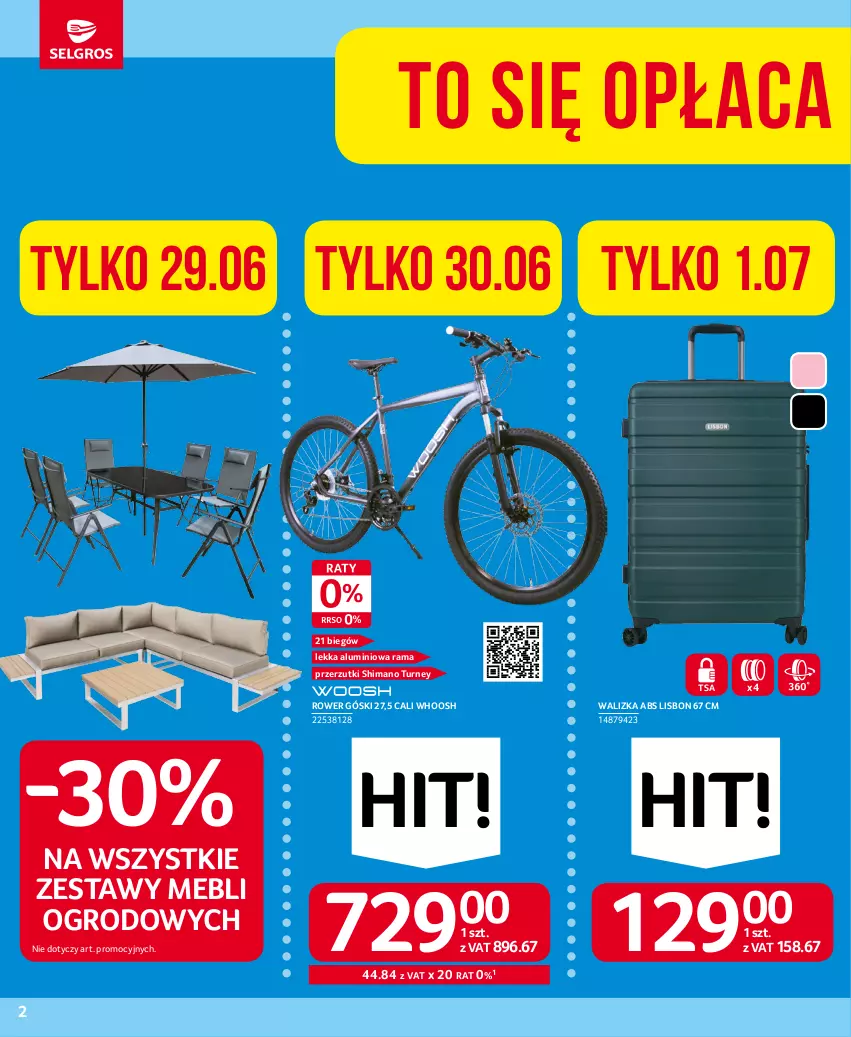 Gazetka promocyjna Selgros - Oferta przemysłowa - ważna 29.06 do 12.07.2023 - strona 2 - produkty: Rama, Rower, Walizka