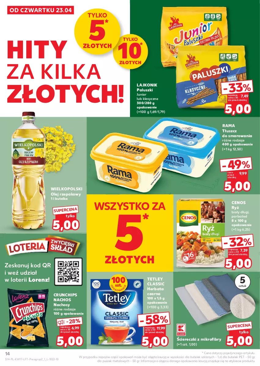 Gazetka promocyjna Ziko - Gazetka Ziko Dermo - ważna 22.04 do 27.05.2026 - strona 14 - produkty: Cenos, Crunchips, Herbata, Herbata czarna, Lajkonik, Lorenz, Olej, Olej rzepakowy, Rama, Ryż, Sok, Tetley